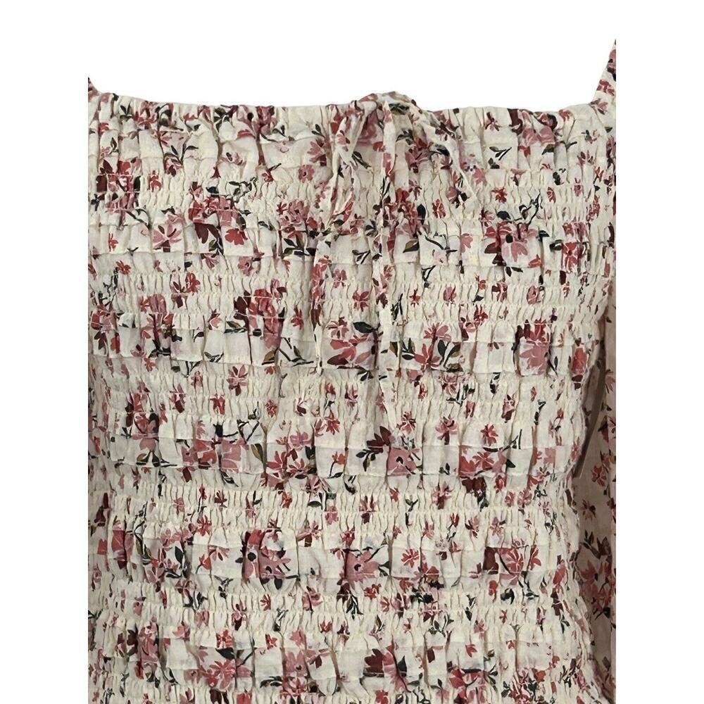 American Eagle Puff Square Neck Ruched Floral Crop Cottagecore Size Large - Picture 7 of 16
